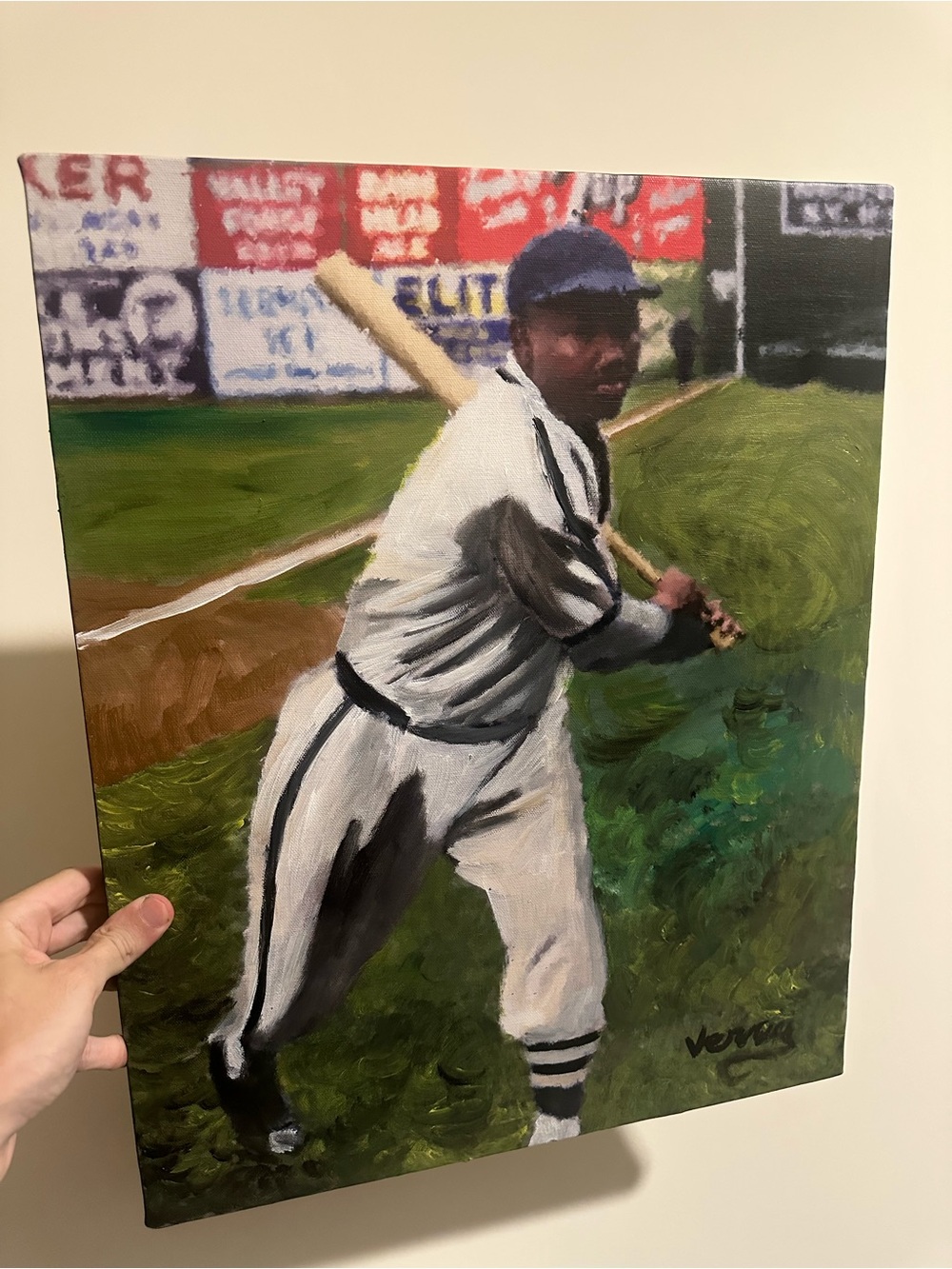Josh Gibson negro leagues painting Hand-Painted Baseball 16x20 signed by artist